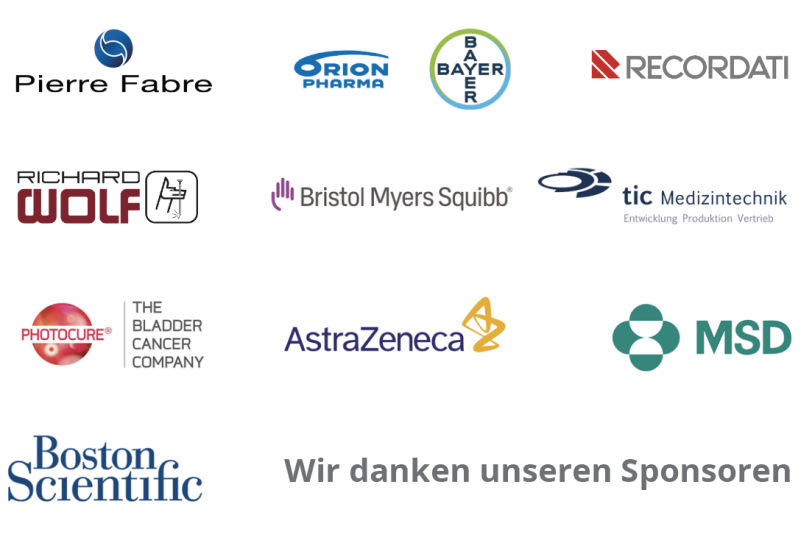 Urologie im Dialog, Sponsoren (Pierre Fabre, Orion Pharma, Bayer, Recordati, Richard Wolf, Bristol Myers Squibb, tic Medizintechnik, Photocure, AstraZeneca, MSD, Astellas, Boston Scientific, A.M.I. und Johnson & Johnson)